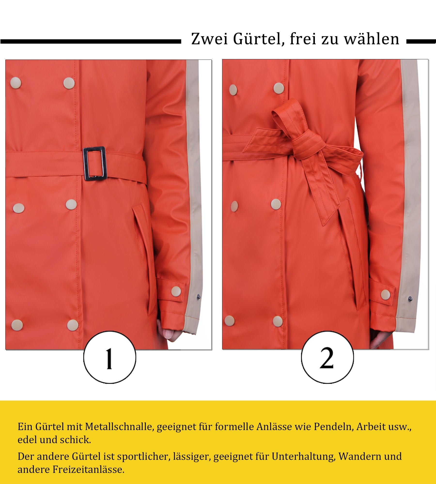 Langer Patchwork-Regenmantel für Frauen PT03