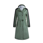 Olive Green / S/36 Langer Patchwork-Regenmantel für Frauen PT03