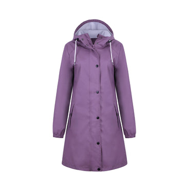 PU stof dame vandtæt regnjakke fritidsjakke udendørs jakke til alle årstider RF03 