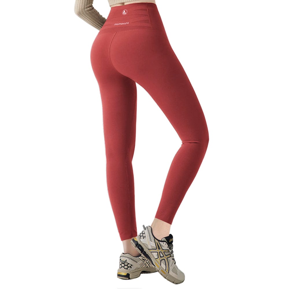 Rot / S Damen Opake lange Leggings für Frauen mit hoher Taille und Bauchkontrolle für Sport, Yoga, Gym
