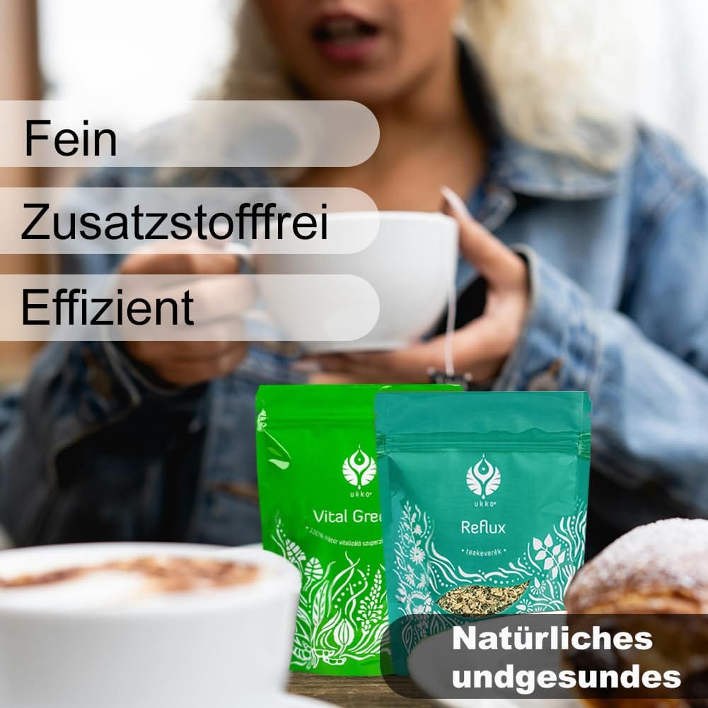UKKO Der Refluxtee Vital Greens,Enthält Makronährstoffe und Mikronährstoffe arbeiten besser mit Reflux-Tee,verjüngt den Körper,Made in EU