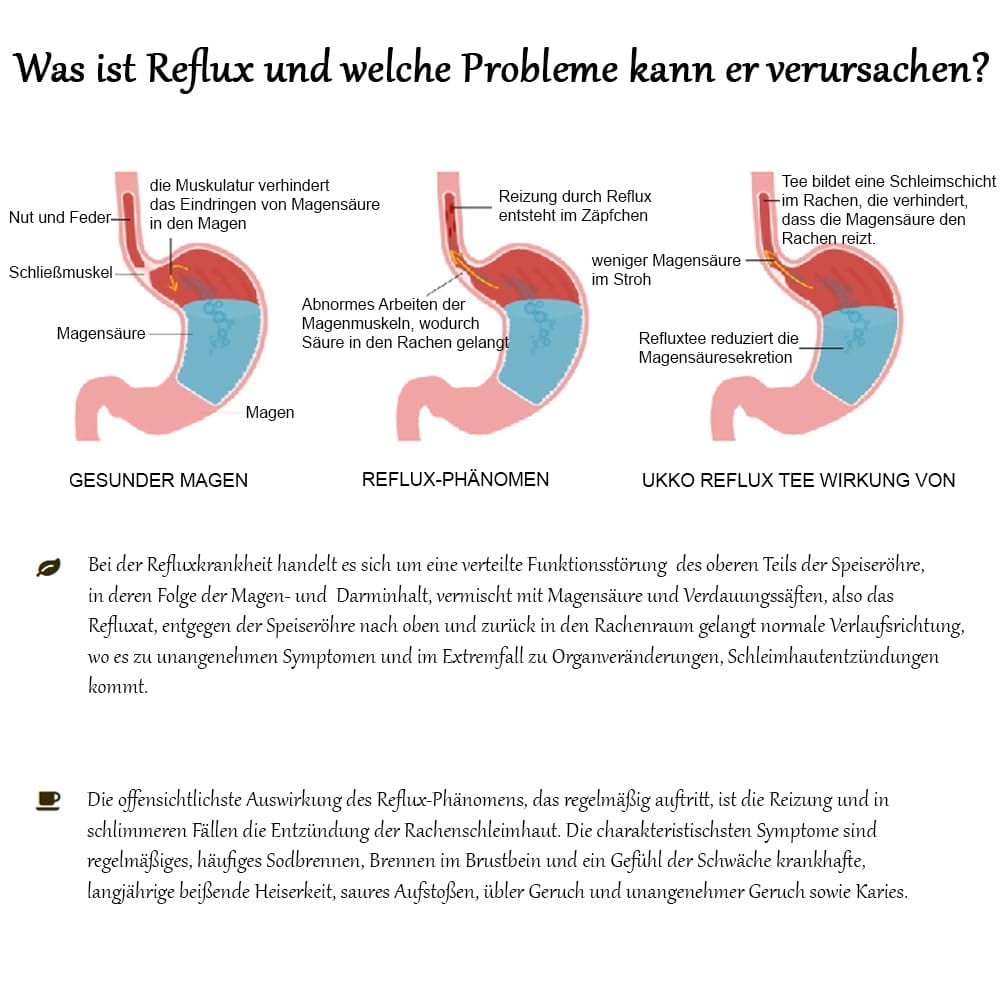 UKKO Der Refluxtee Vital Greens,Enthält Makronährstoffe und Mikronährstoffe arbeiten besser mit Reflux-Tee,verjüngt den Körper,Made in EU