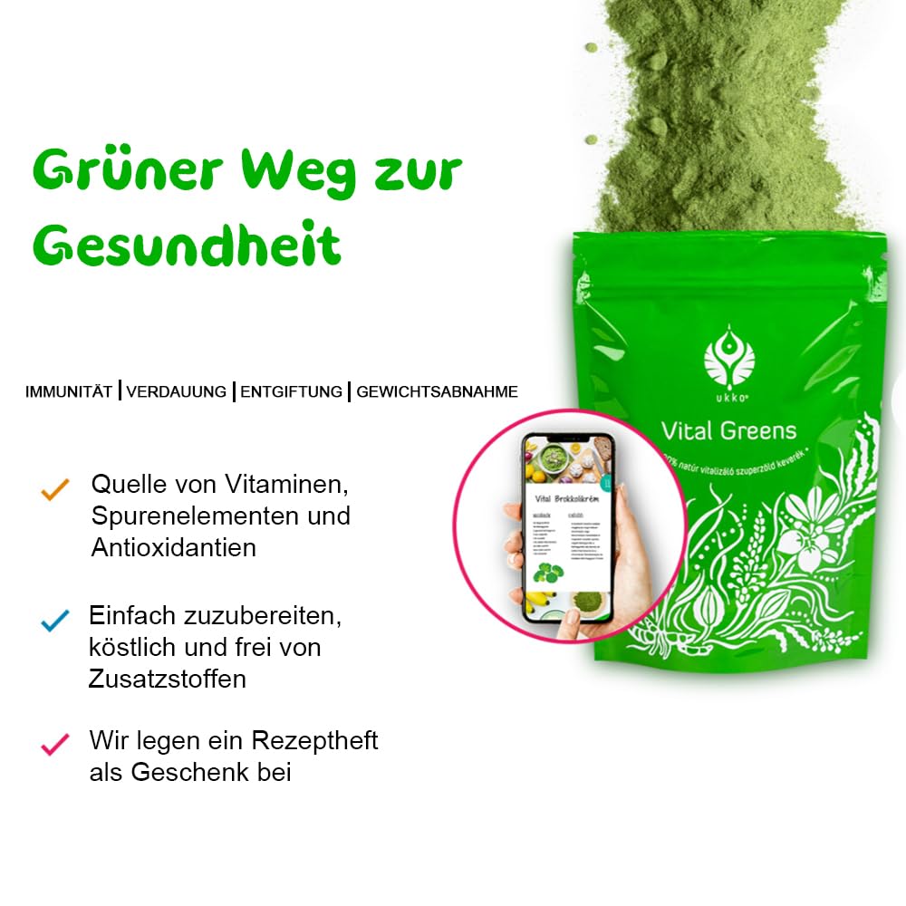 UKKO Der Refluxtee Vital Greens,Enthält Makronährstoffe und Mikronährstoffe arbeiten besser mit Reflux-Tee,verjüngt den Körper,Made in EU