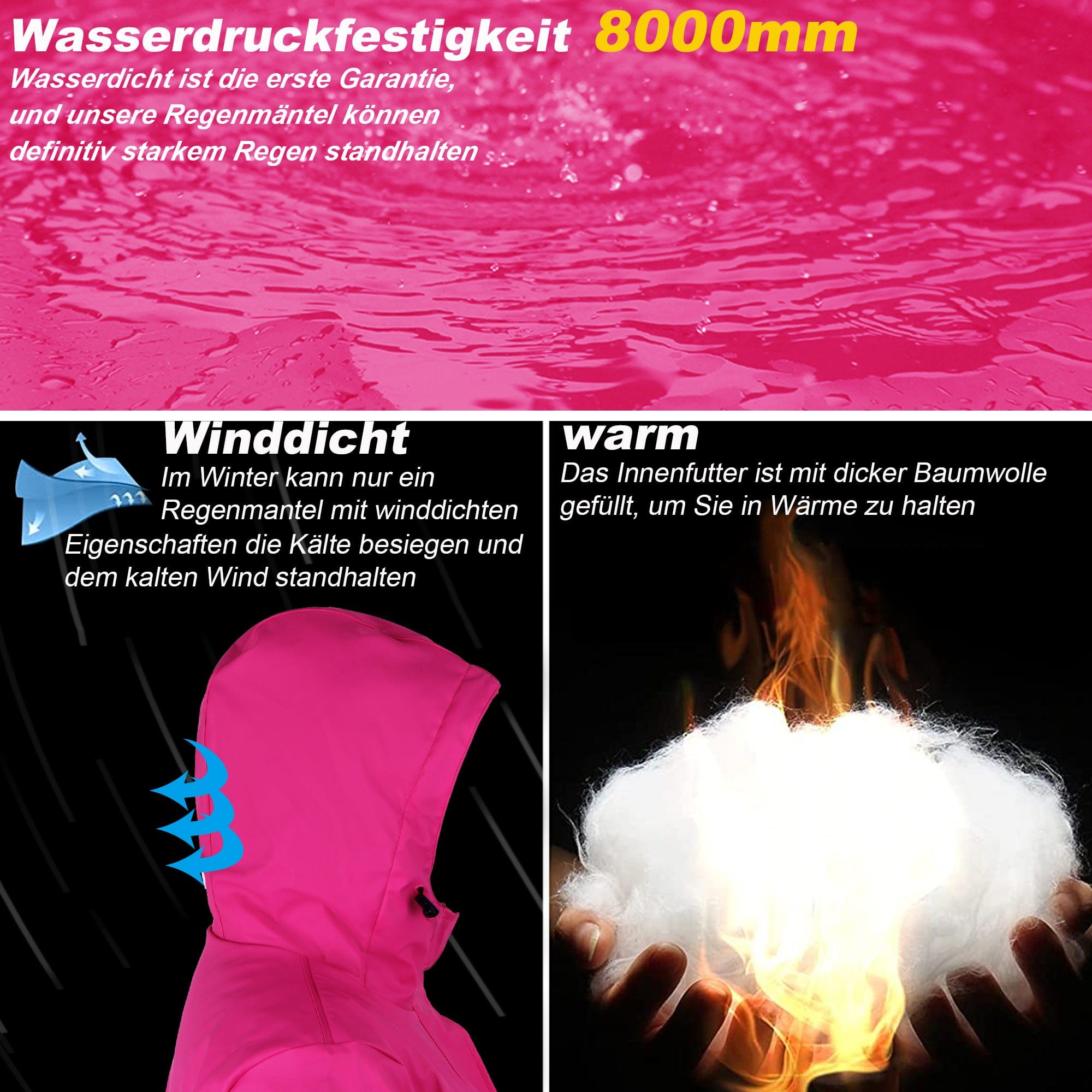 Wasserdichte Damen Regenjacke - Großhandelsangebot für Lange Kapuzenjacke Dora