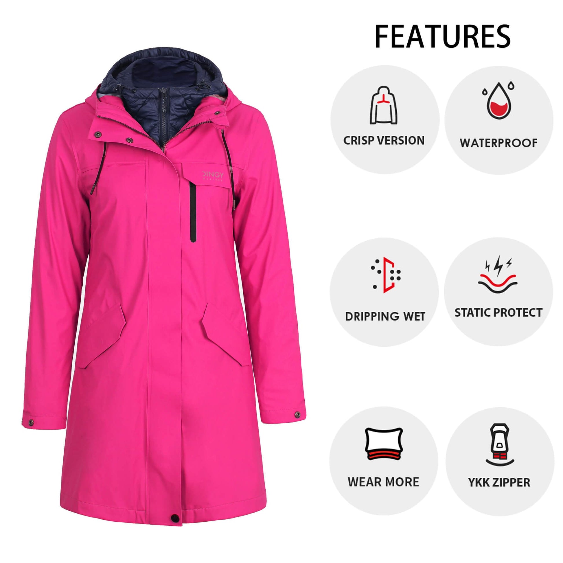 Damen 3 IN 1 Casual Regenjacke JESSICA