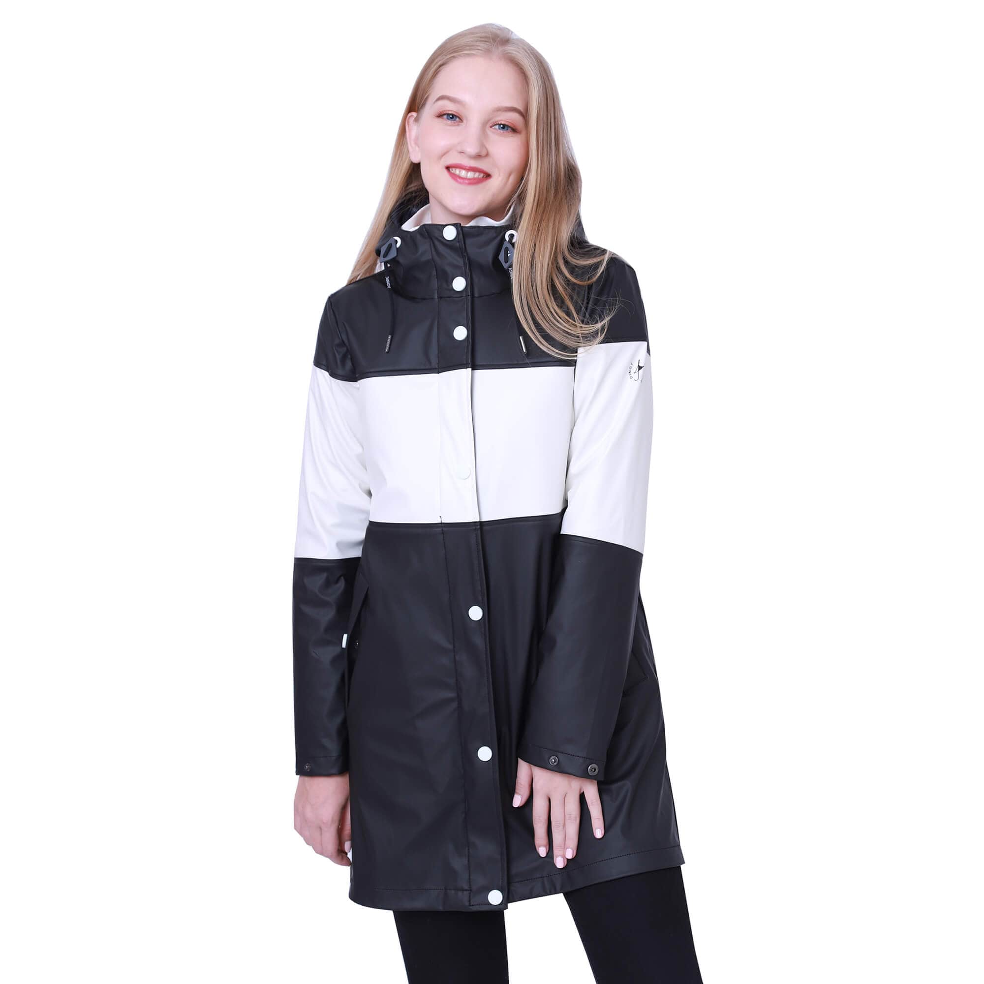 Damen 3 In 1 Freizeit Pu Colorblock Regenmantel EMILY-A