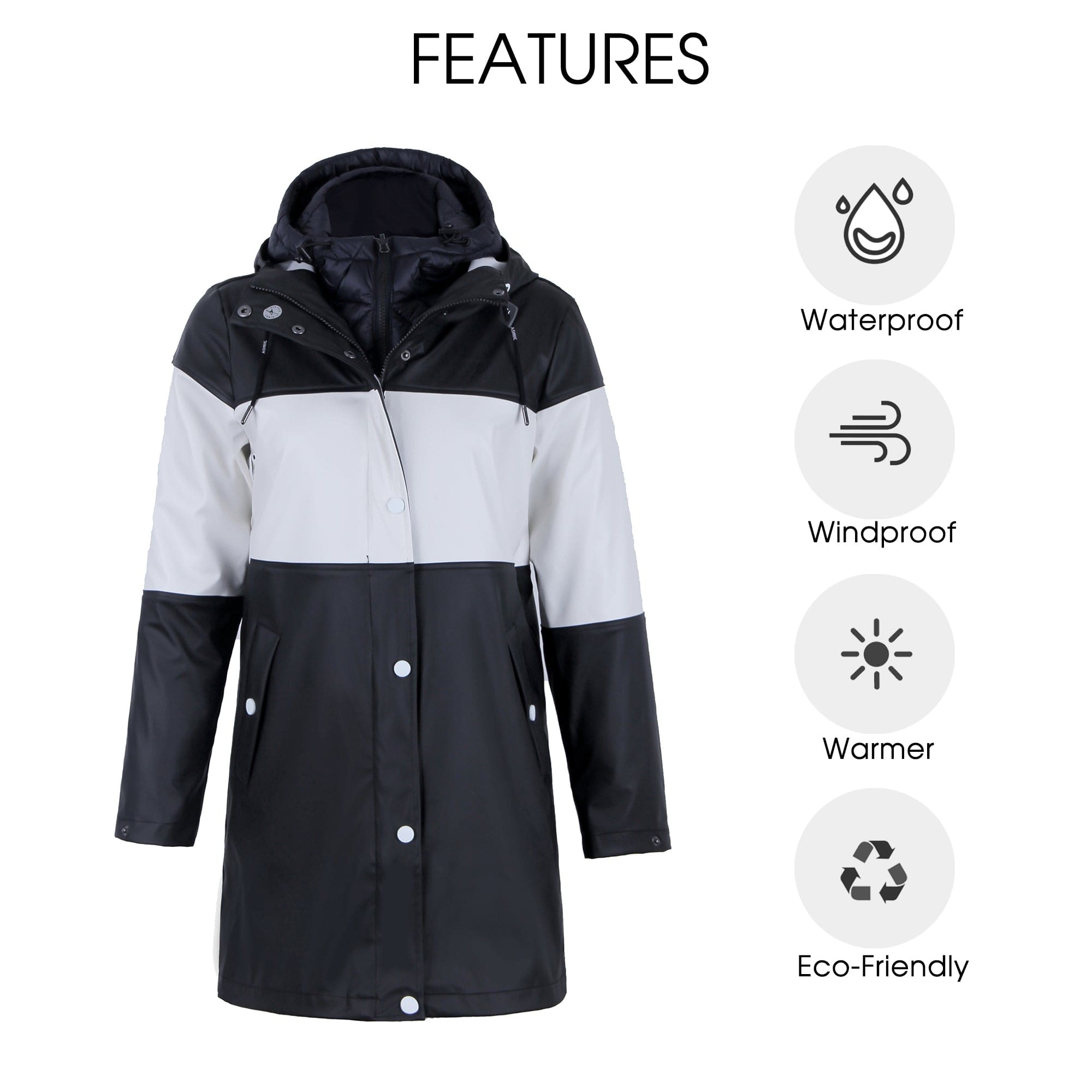 Damen 3 In 1 Freizeit Pu Colorblock Regenmantel EMILY-A