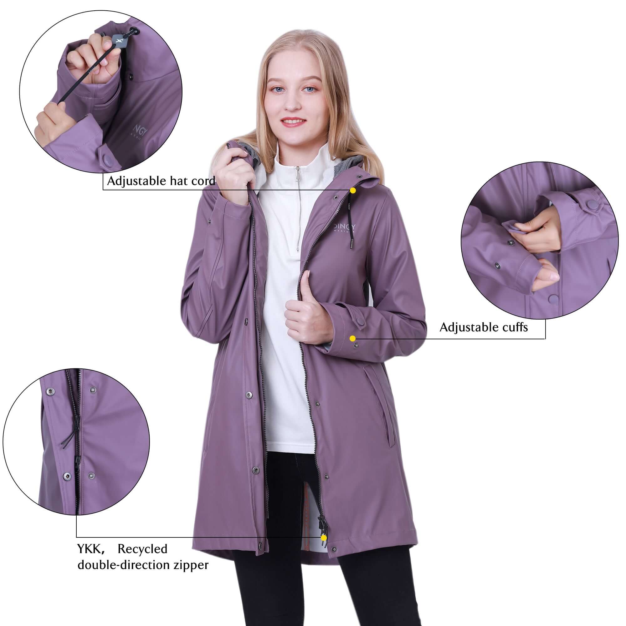 Damen 3 In 1 Freizeit Pu Regenmantel HELEN