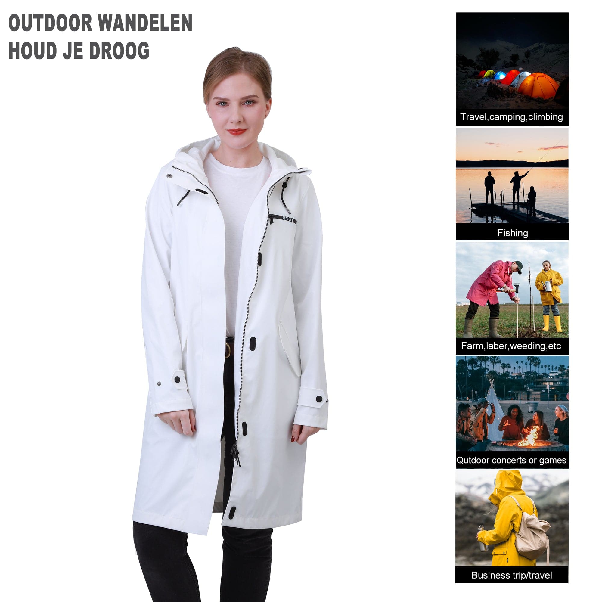 Damen Wasserdichter Langer Regenmantel BELLE-1