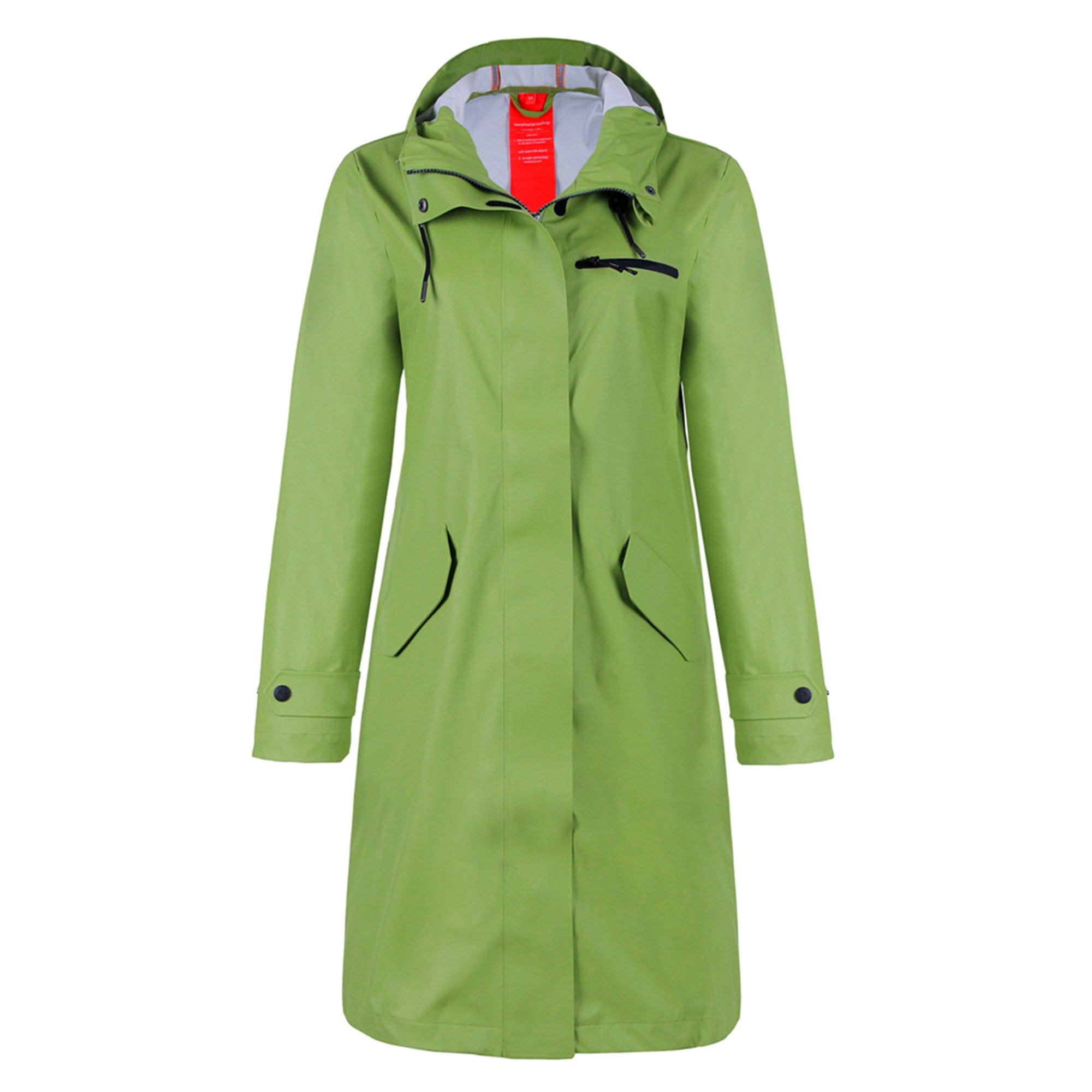 Green / XS Damen Wasserdichter Langer Regenmantel BELLE-1
