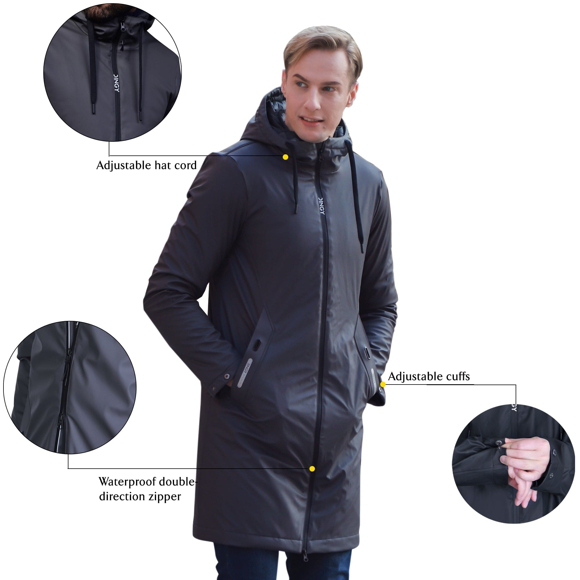 Herren Casual Pu Winter Regenmantel JAMES-A