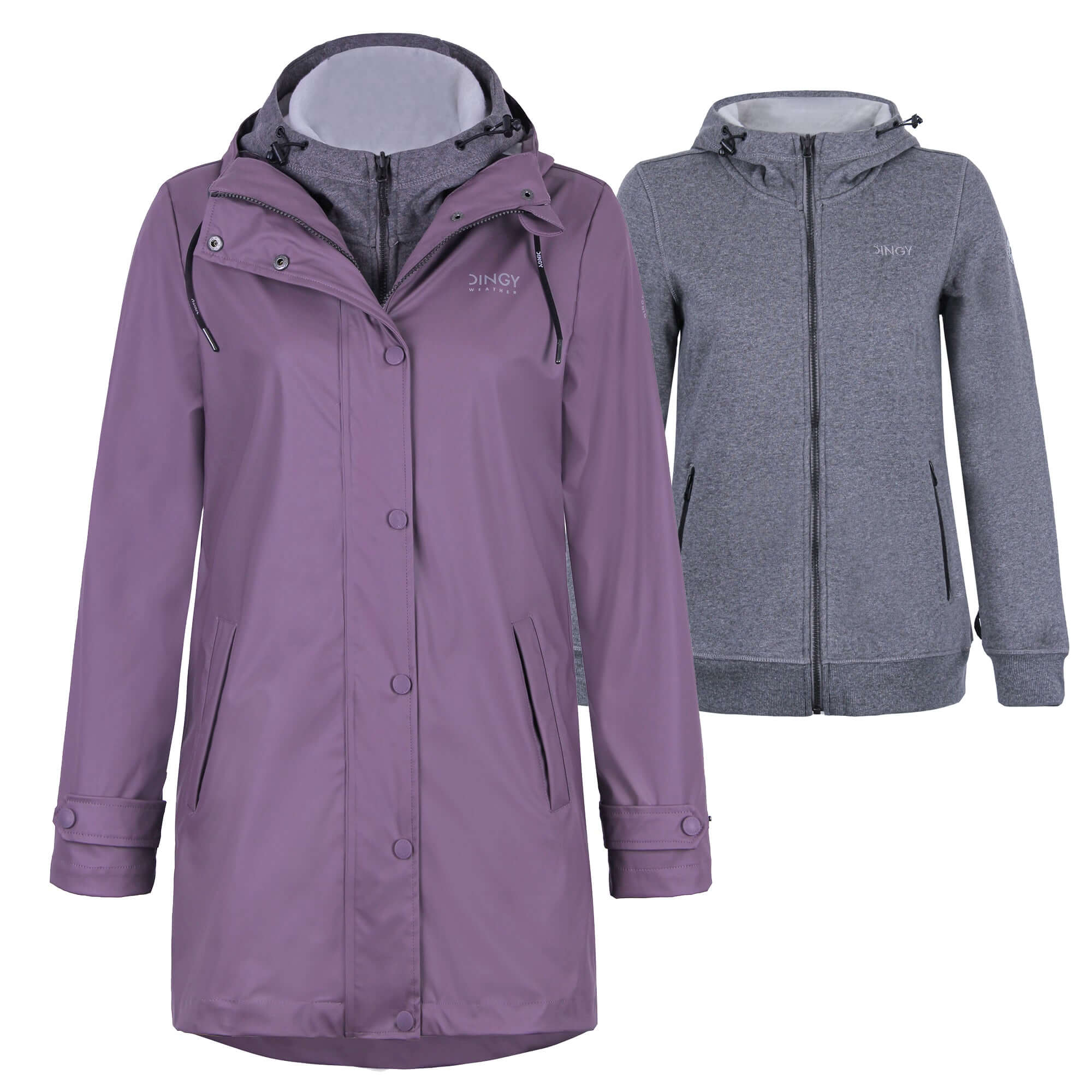 Purple / S Damen 3 In 1 Freizeit Pu Regenmantel HELEN