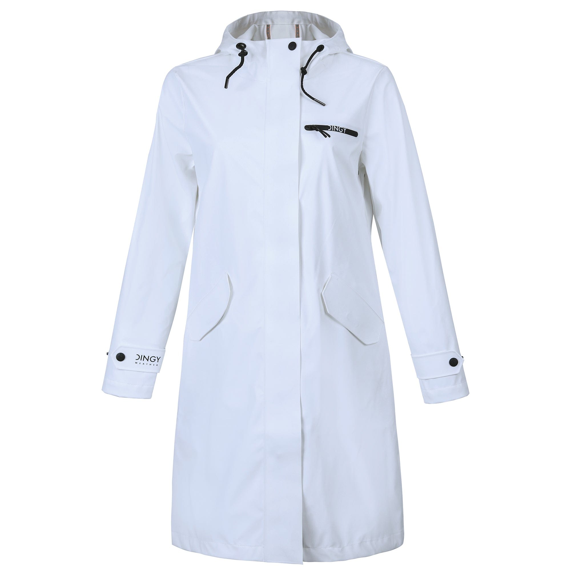 White / XS Damen Wasserdichter Langer Regenmantel BELLE-1