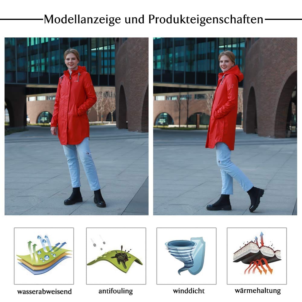 Damen Freizeit PU Regenmantel IK01